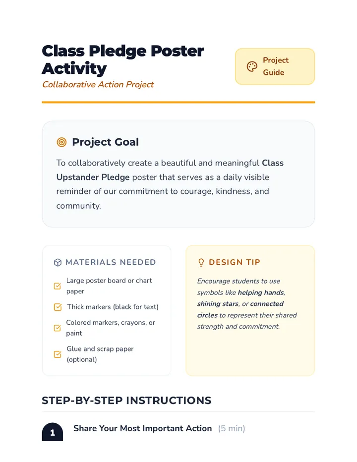 Class Pledge Poster Activity