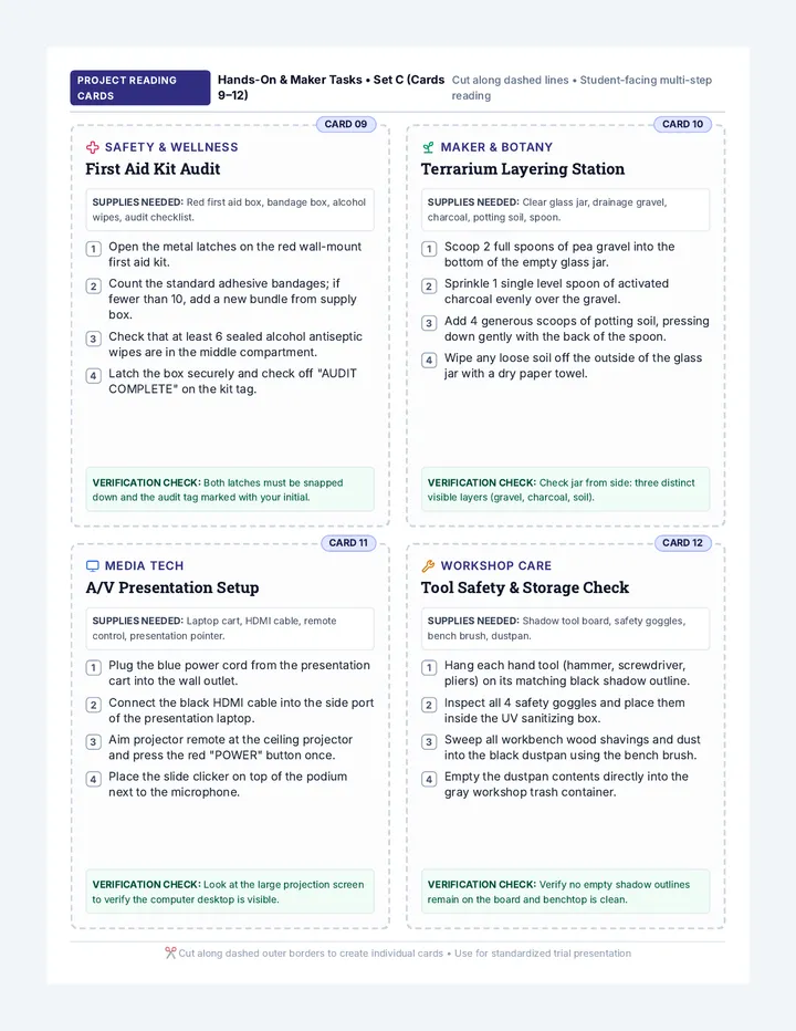 Project Step Task Cards