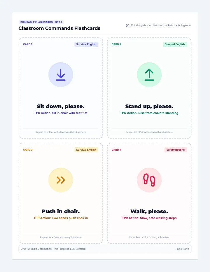 Classroom Commands Flashcards