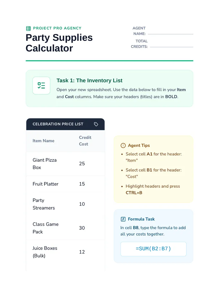 Party Supplies Calculator