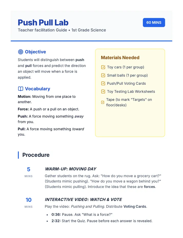 Push Pull Lab Teacher Guide