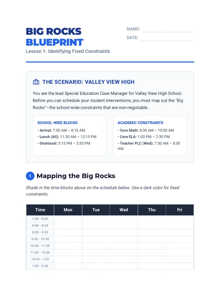 Big Rocks Blueprint Worksheet