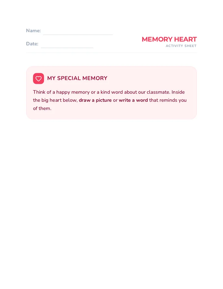 Memory Heart Craft Activity