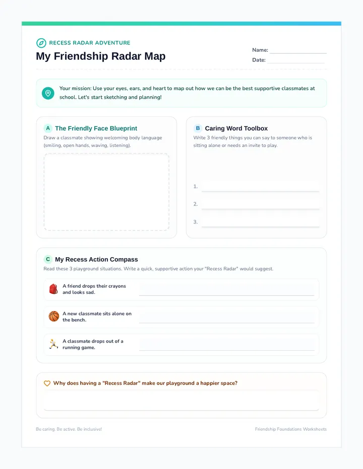Friendship Map Worksheet