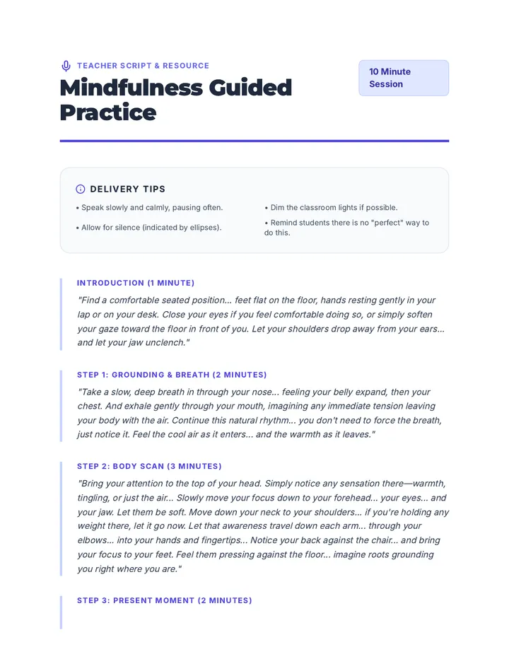 Mindfulness Guided Script