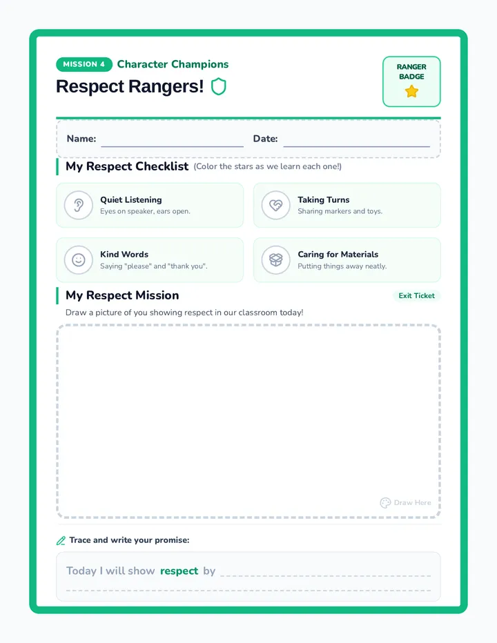 Respect Rangers Activity Sheet