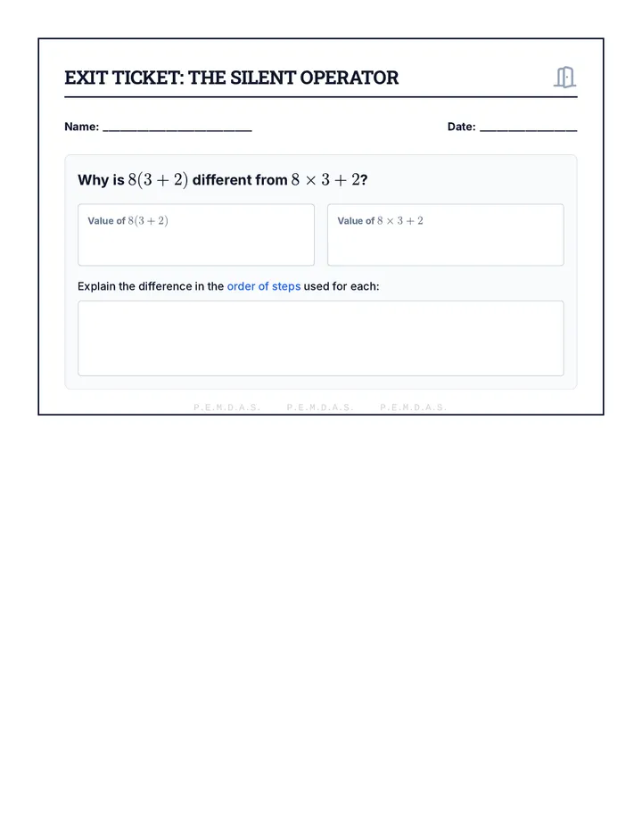 PEMDAS Patrol Exit Ticket