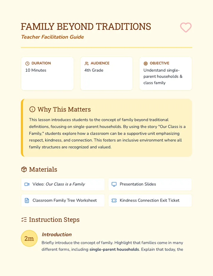 Family Beyond Traditions Teacher Guide