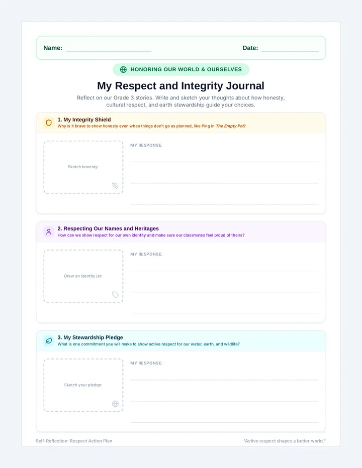 Respect Integrity Worksheet