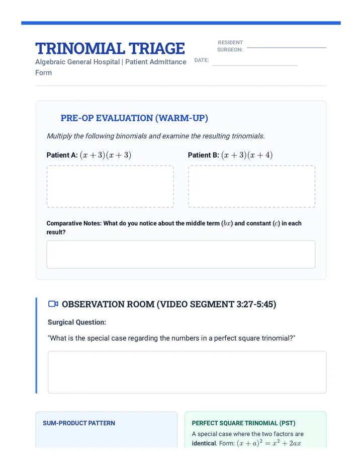 Trinomial Triage Worksheet