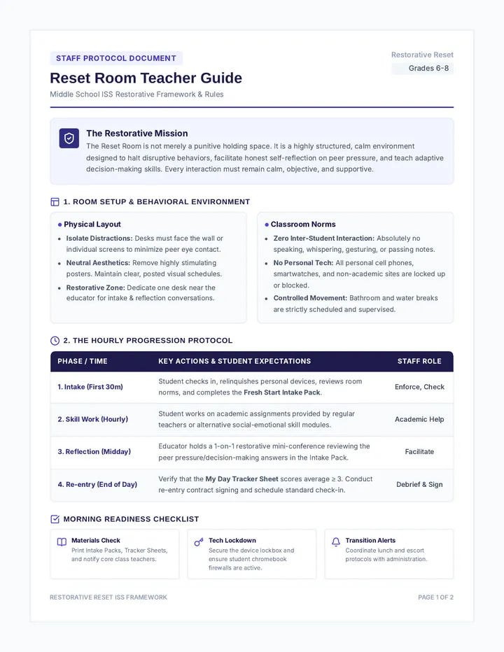 Reset Room Teacher Guide