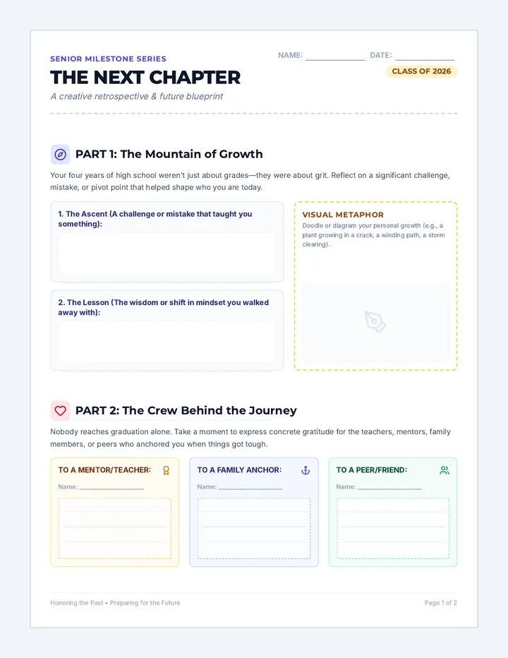 Next Chapter Reflection Handout page 1