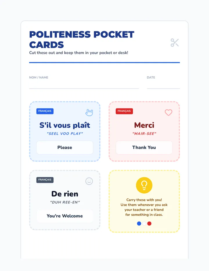 Politeness Pocket Cards
