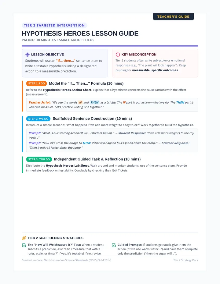 Hypothesis Heroes Lesson Guide