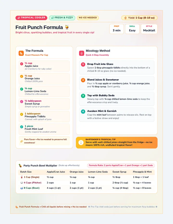 Fruit Punch Formula Recipe Card