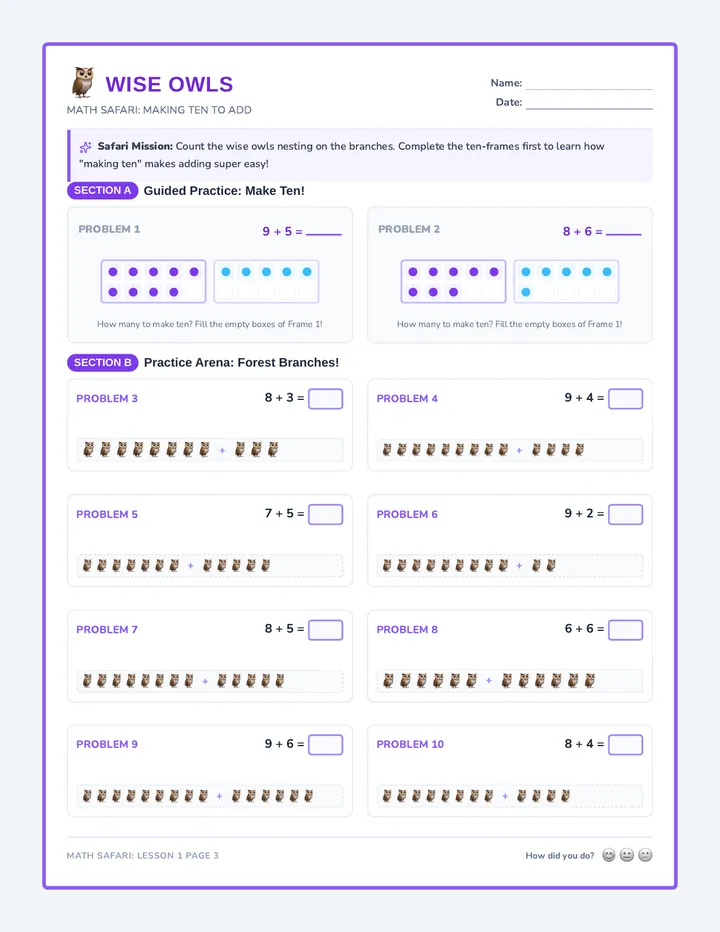 Wise Owls Worksheet