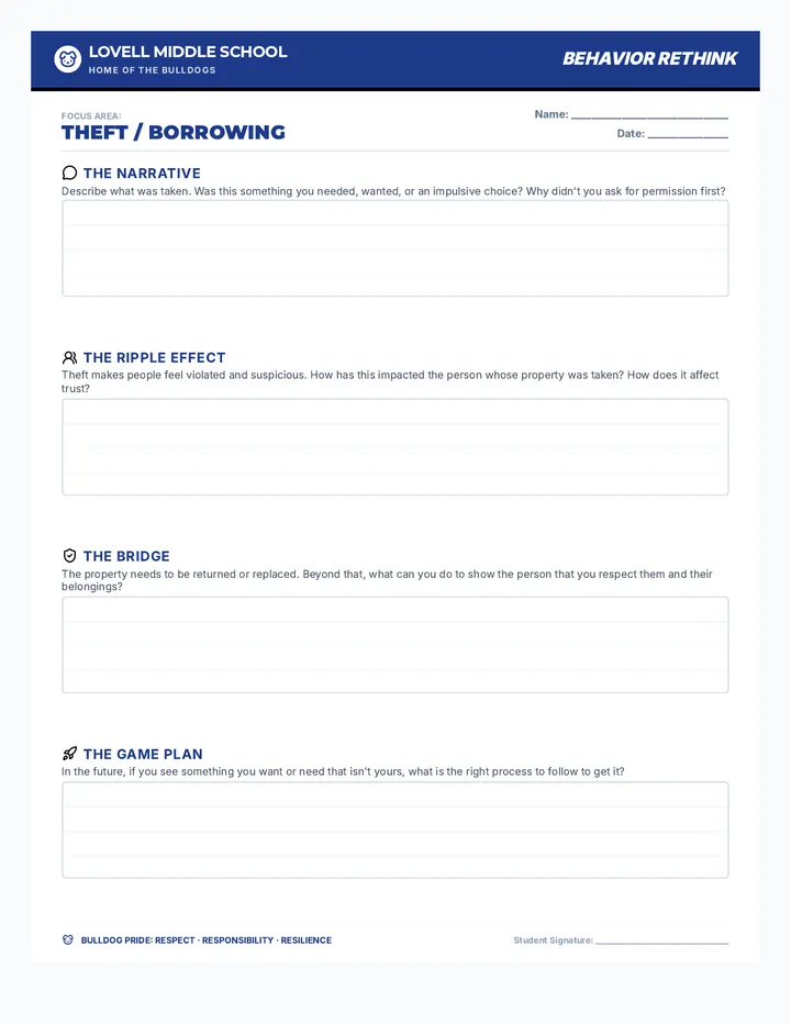 Theft Rethink Sheet