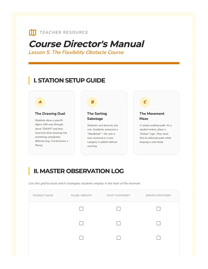 Obstacle Course Teacher Guide