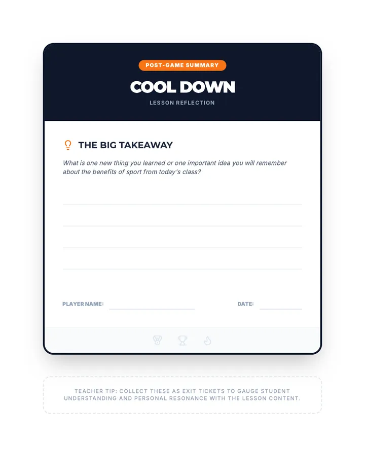 Sport Reflection Cool Down Exit Ticket