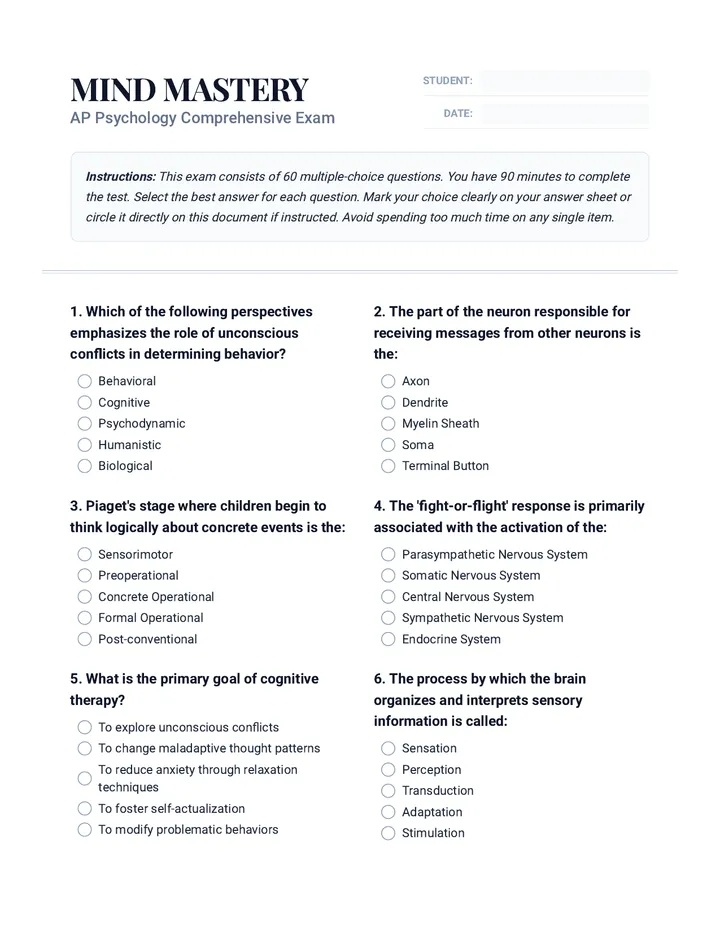 Mind Mastery Exam Test