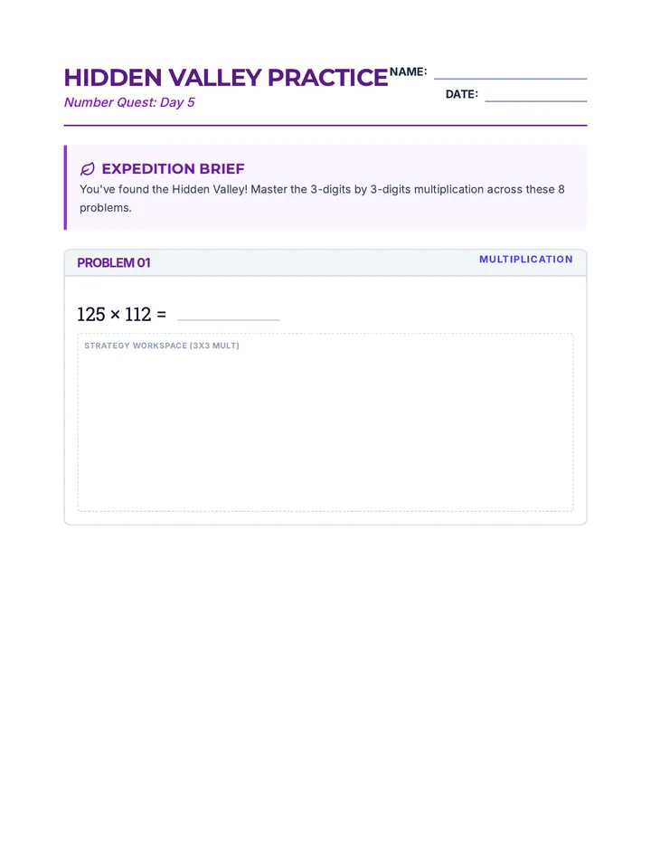 Hidden Valley Worksheet