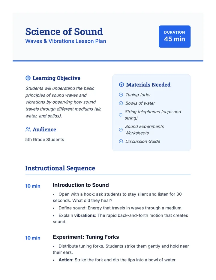 Sound Waves Lesson Plan