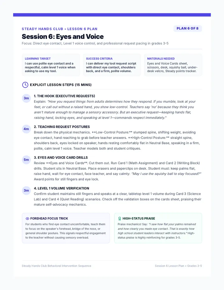 Eyes and Voice Lesson Plan