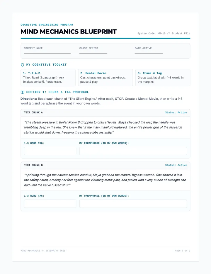 Mind Mechanics Blueprint Worksheet