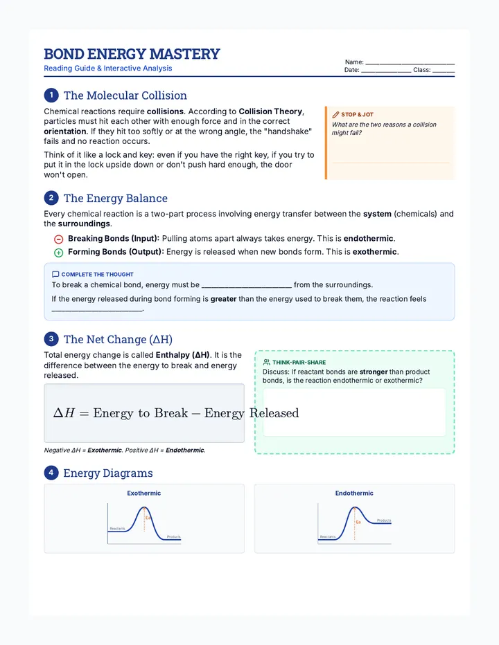 Energy Bonds Reading Guide