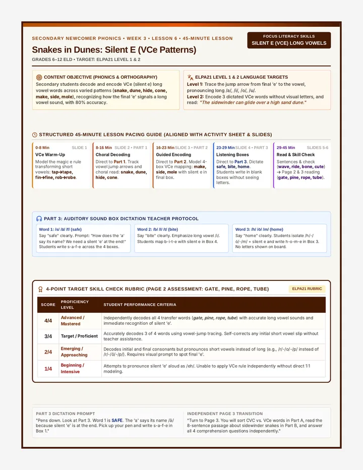 Dune Snakes Teacher Guide