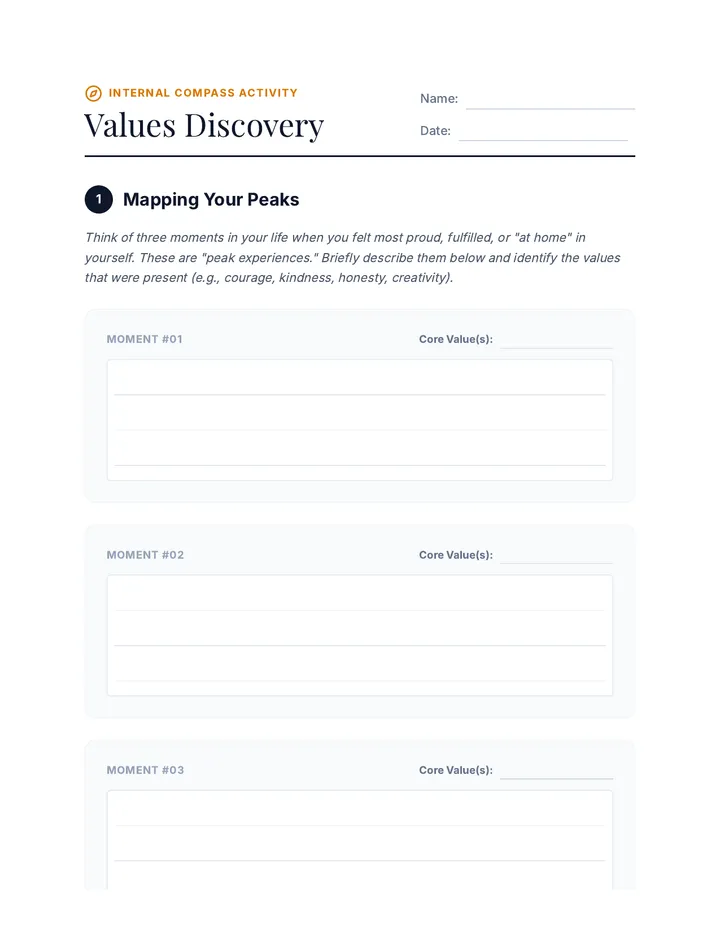 Values Discovery Worksheet