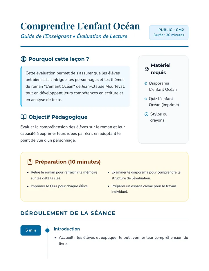 Comprendre L'enfant Océan Guide Pédagogique