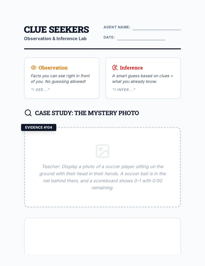 Clue Seekers Worksheet