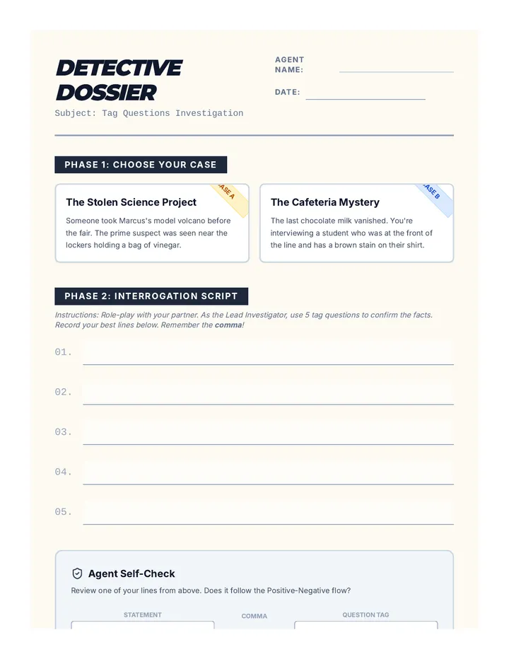 Detective Dossier Worksheet