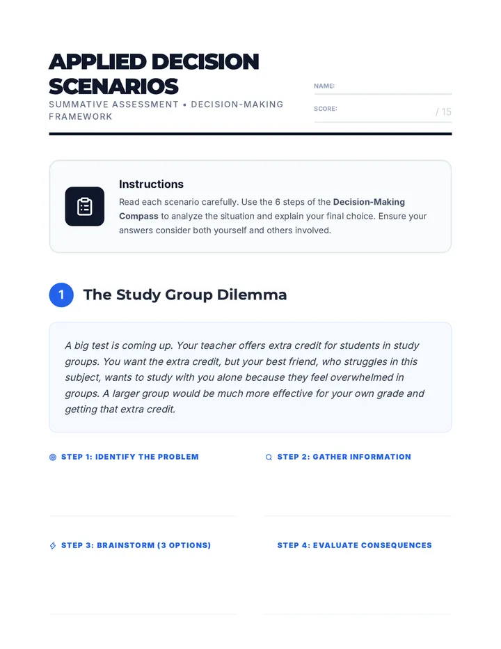 Applied Decision Scenarios Test