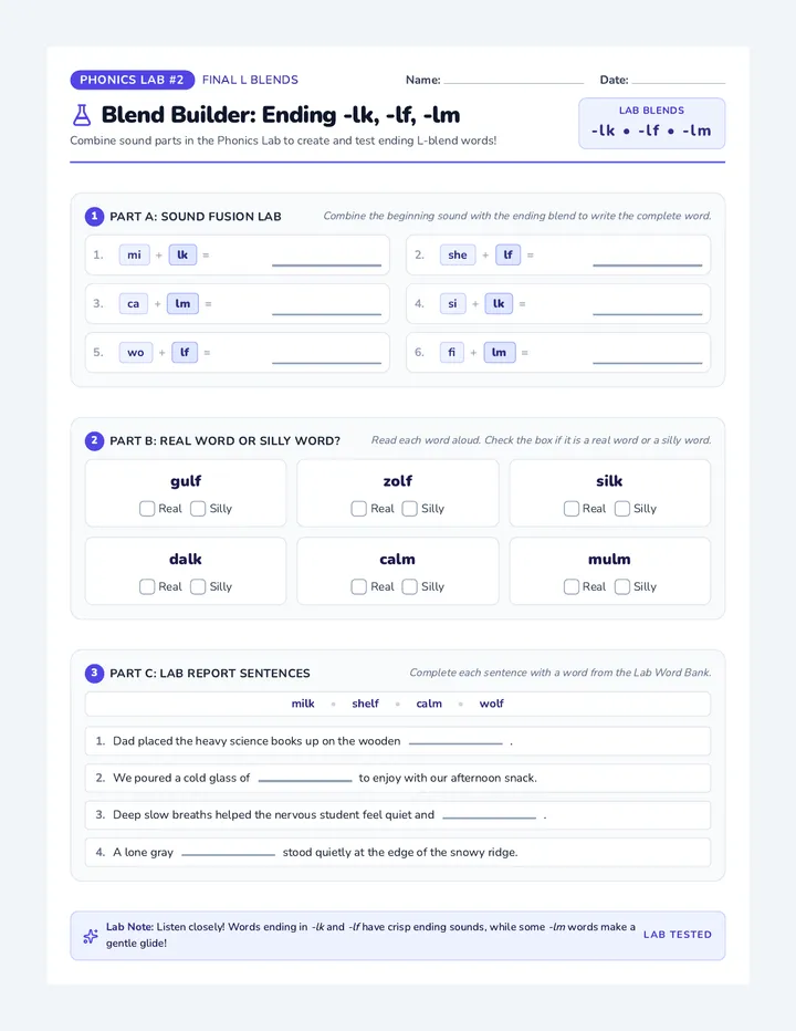 Blend Builder Worksheet