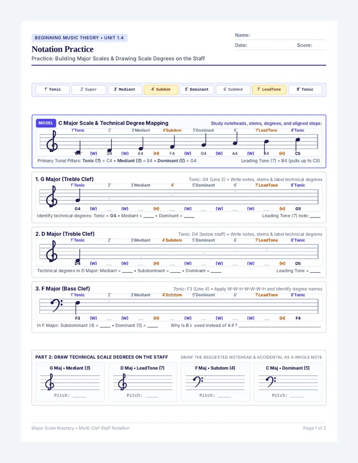 Multi Clef Notation Worksheet