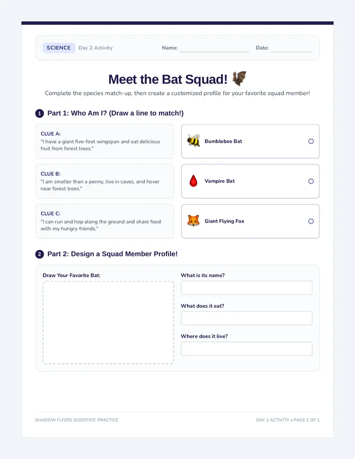 Bat Squad Activity Booklet