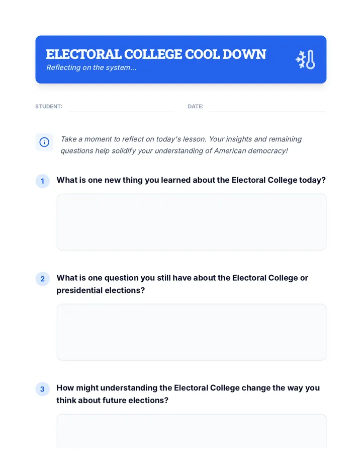 Electoral College Cool Down Reflection
