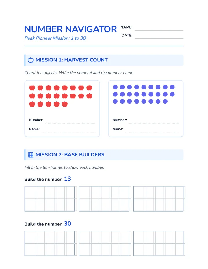 Peak Pioneer Worksheet
