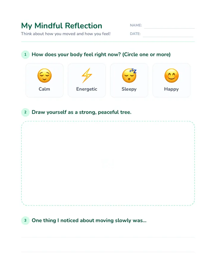 Mindful Reflection Worksheet