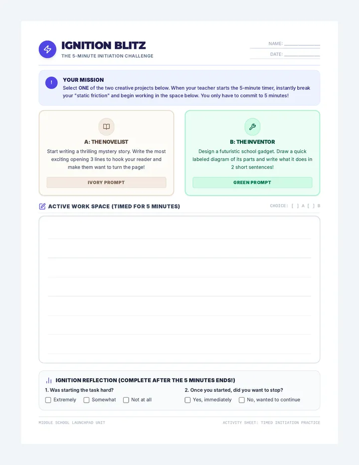 Ignition Blitz Activity Sheet