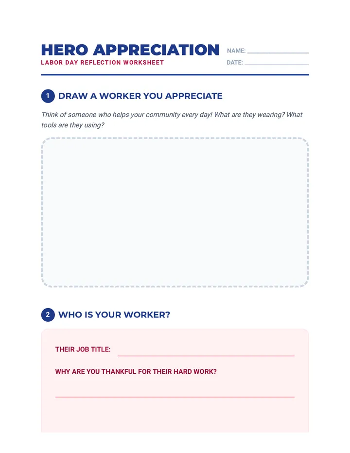 Labor Day Reflection Worksheet
