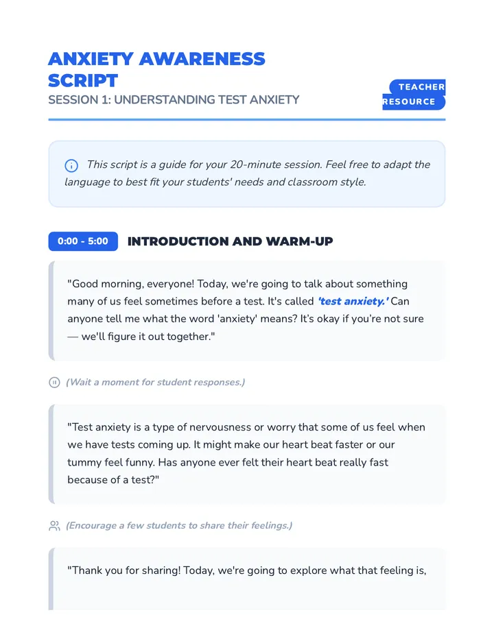 Anxiety Awareness Script