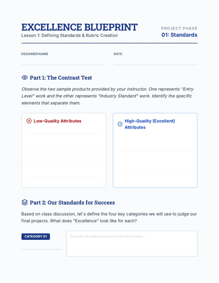 Excellence Blueprint Worksheet