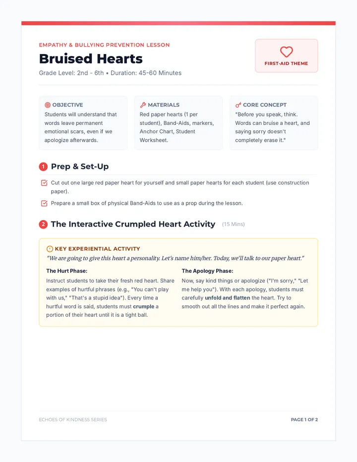 Bruised Hearts Lesson Plan page 1