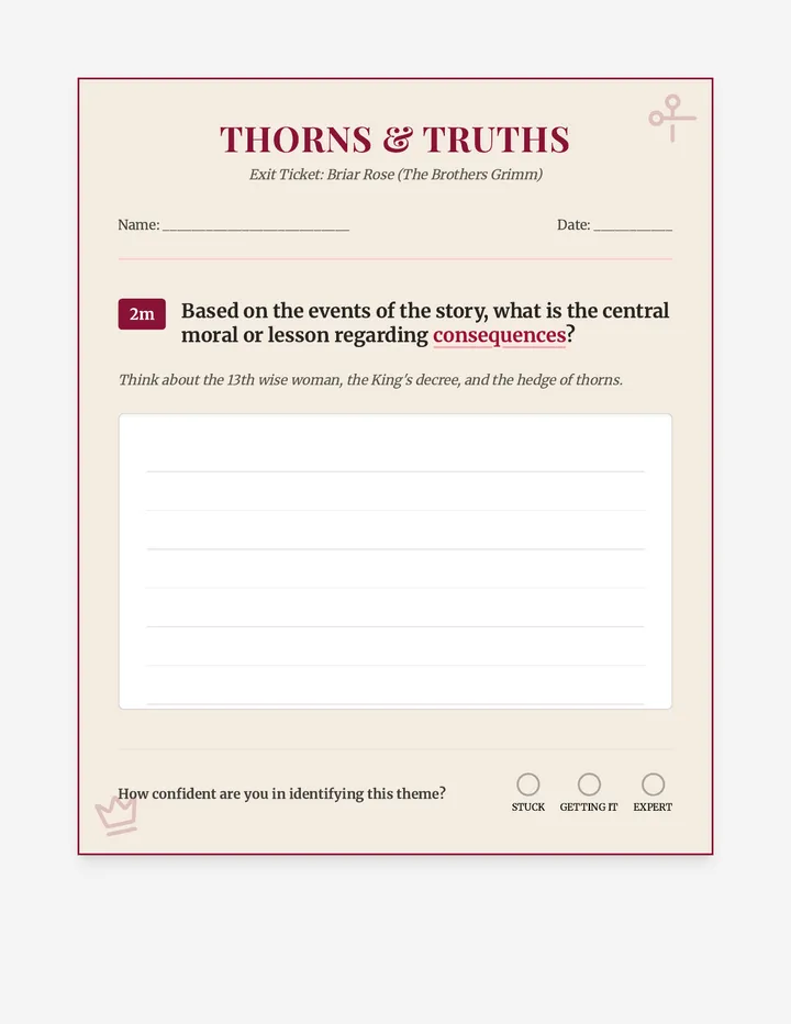 Thorns and Truths Exit Ticket