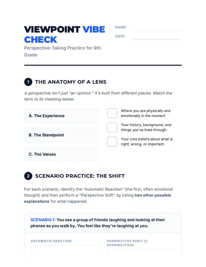 Viewpoint Vibe Check Worksheet