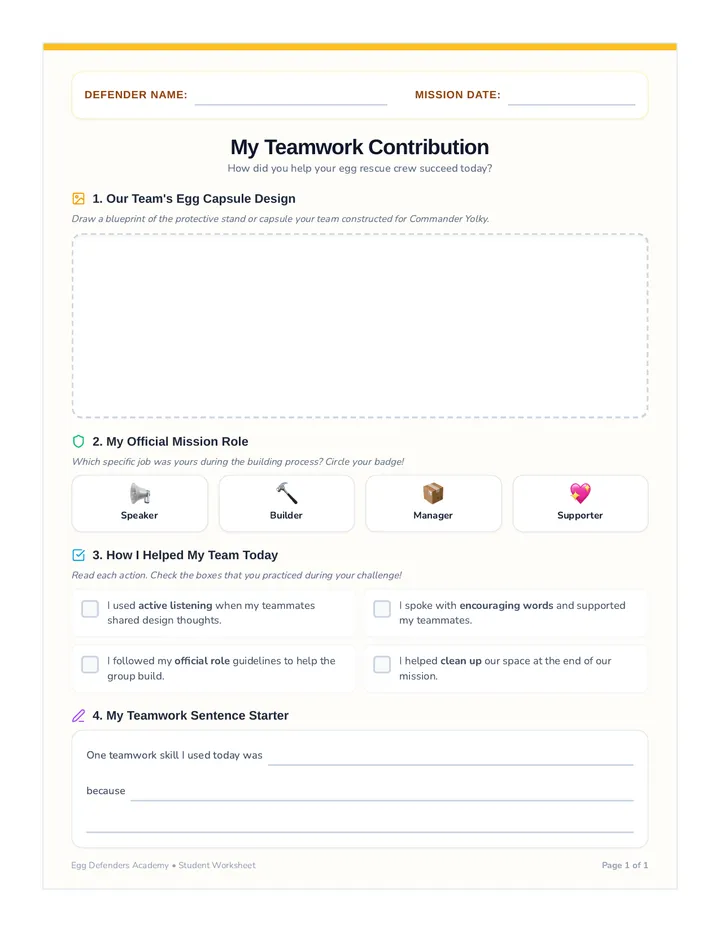 Egg Defenders Worksheet