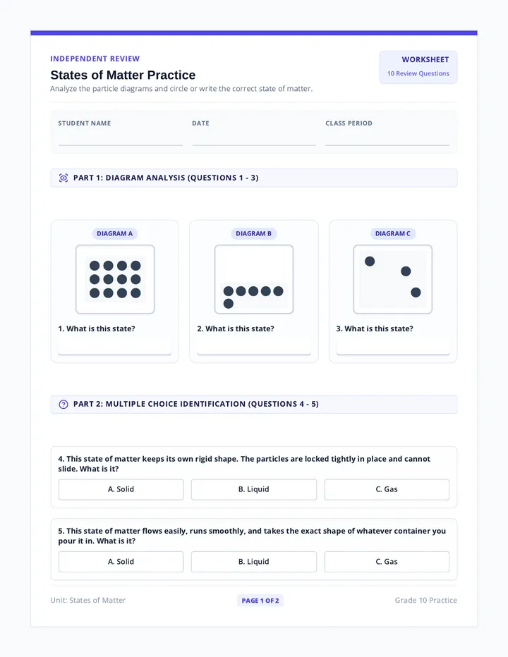 Particle Playgrounds Practice Worksheet